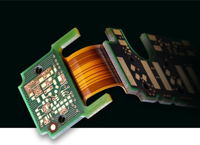 3D printed circuit board rigid-flex close-up