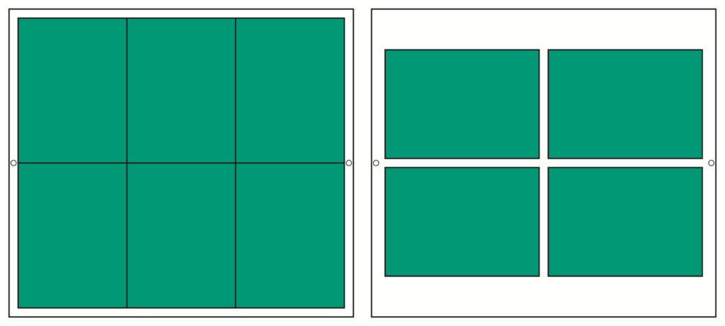 KSG printed circuit boards Space utilization of the production panels Top view